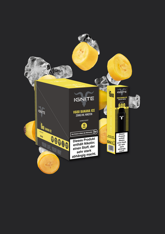 10er Pack Ignite V600 Vape Pen - Banana Ice