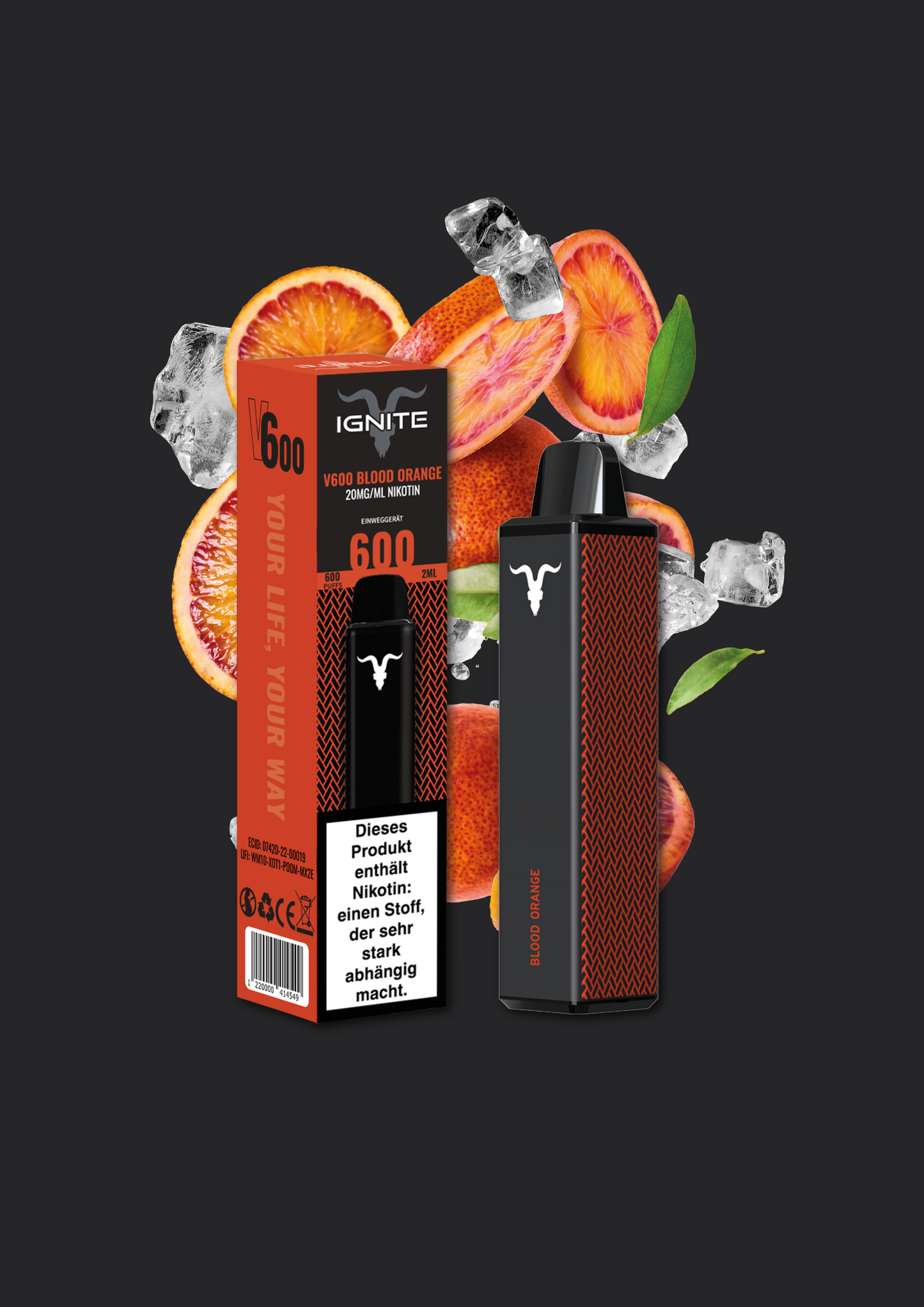 Ignite V600 Vape Pen - Blood Orange