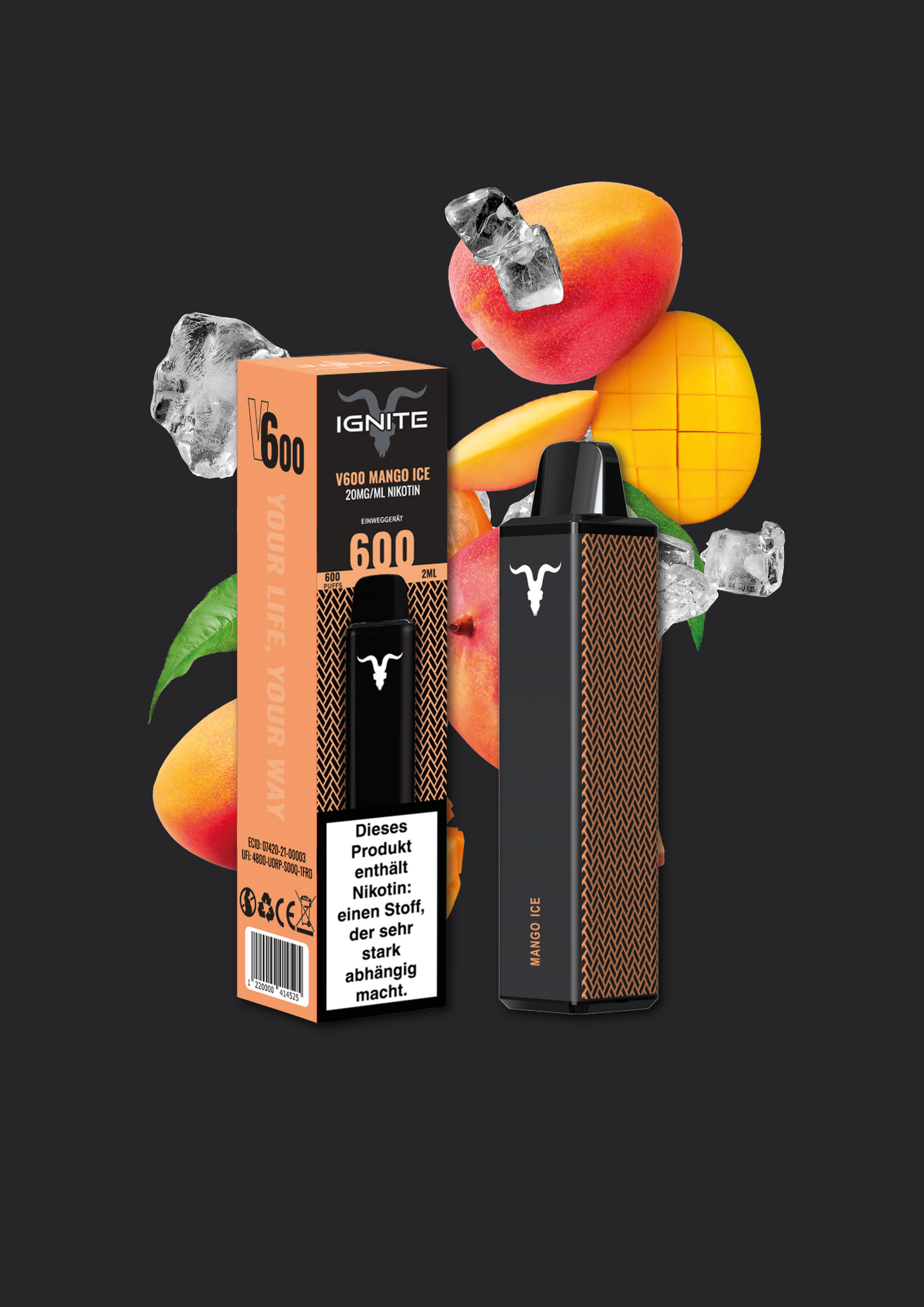 Ignite V600 Vape Pen - Mango Ice