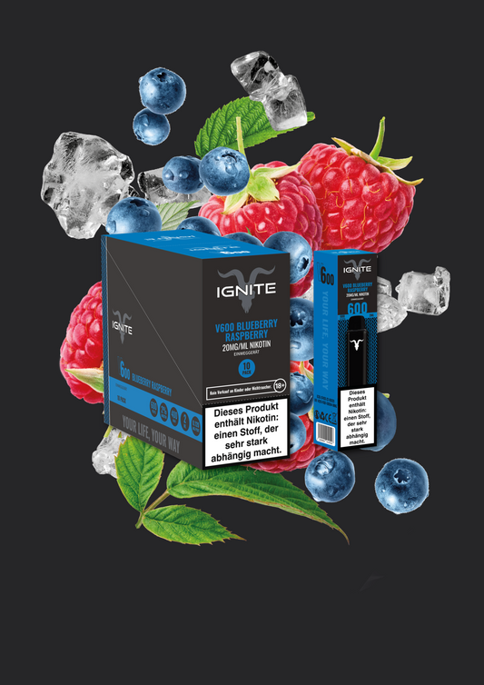 10er Pack Ignite V600 Vape Pen - Blueberry Raspberry